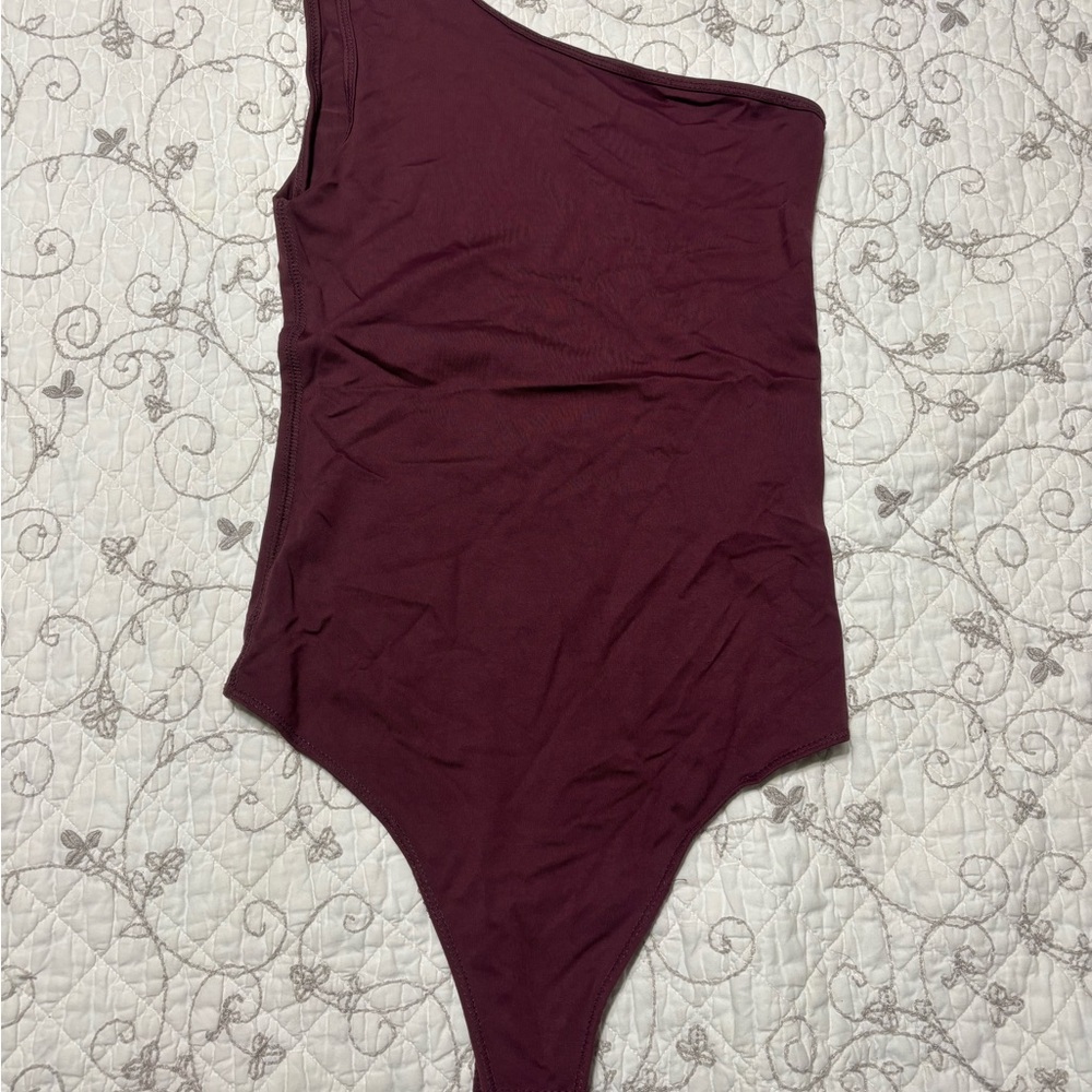 Abercrombie & Fitch One Shoulder Burgundy Bodysuit